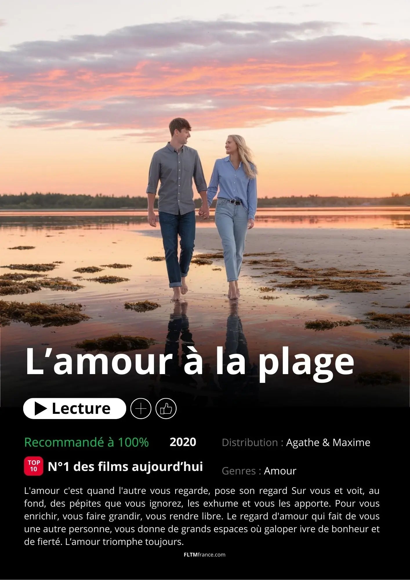 Affiche Netflix couple personnalisée FLTMfrance