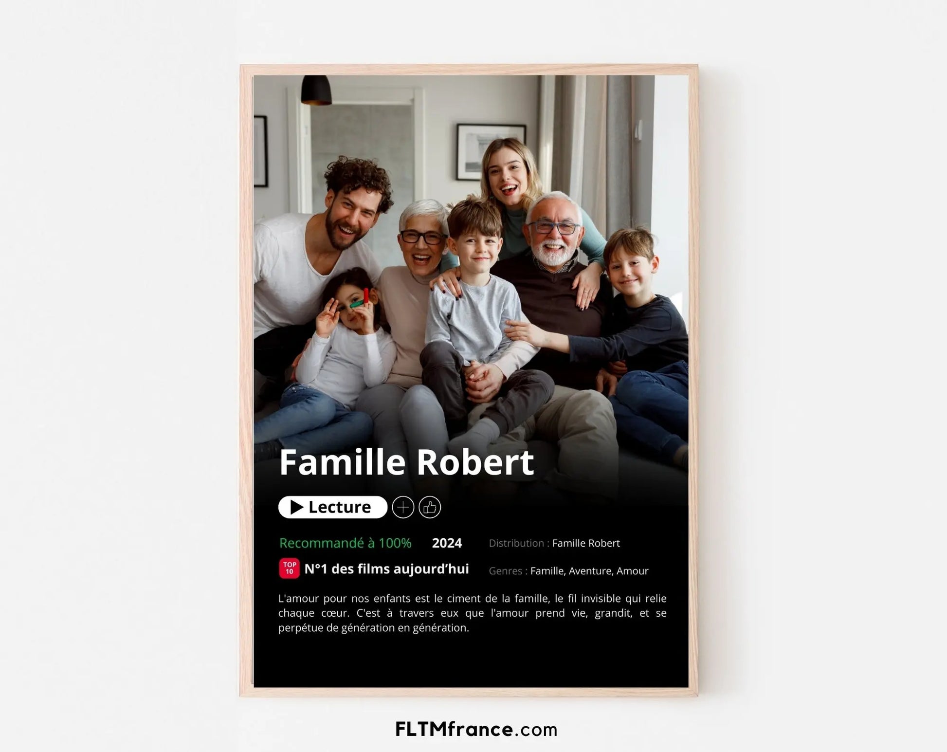 Affiche Netflix famille personnalisée FLTMfrance