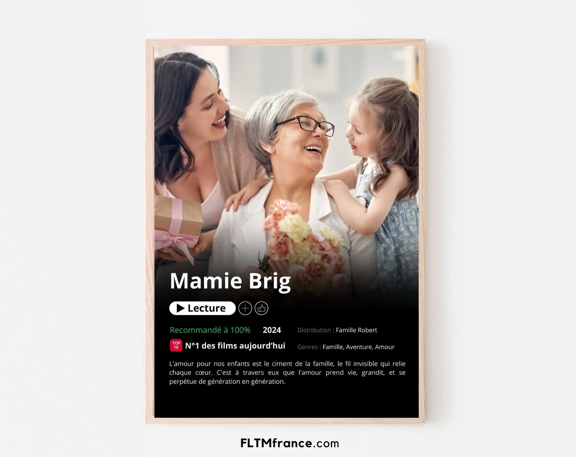 Affiche Netflix grand-mère personnalisée FLTMfrance