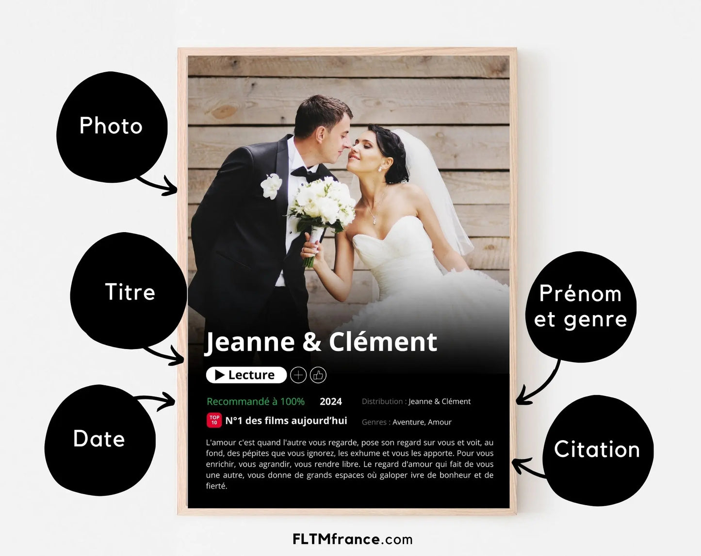 Affiche Netflix mariage personnalisée FLTMfrance