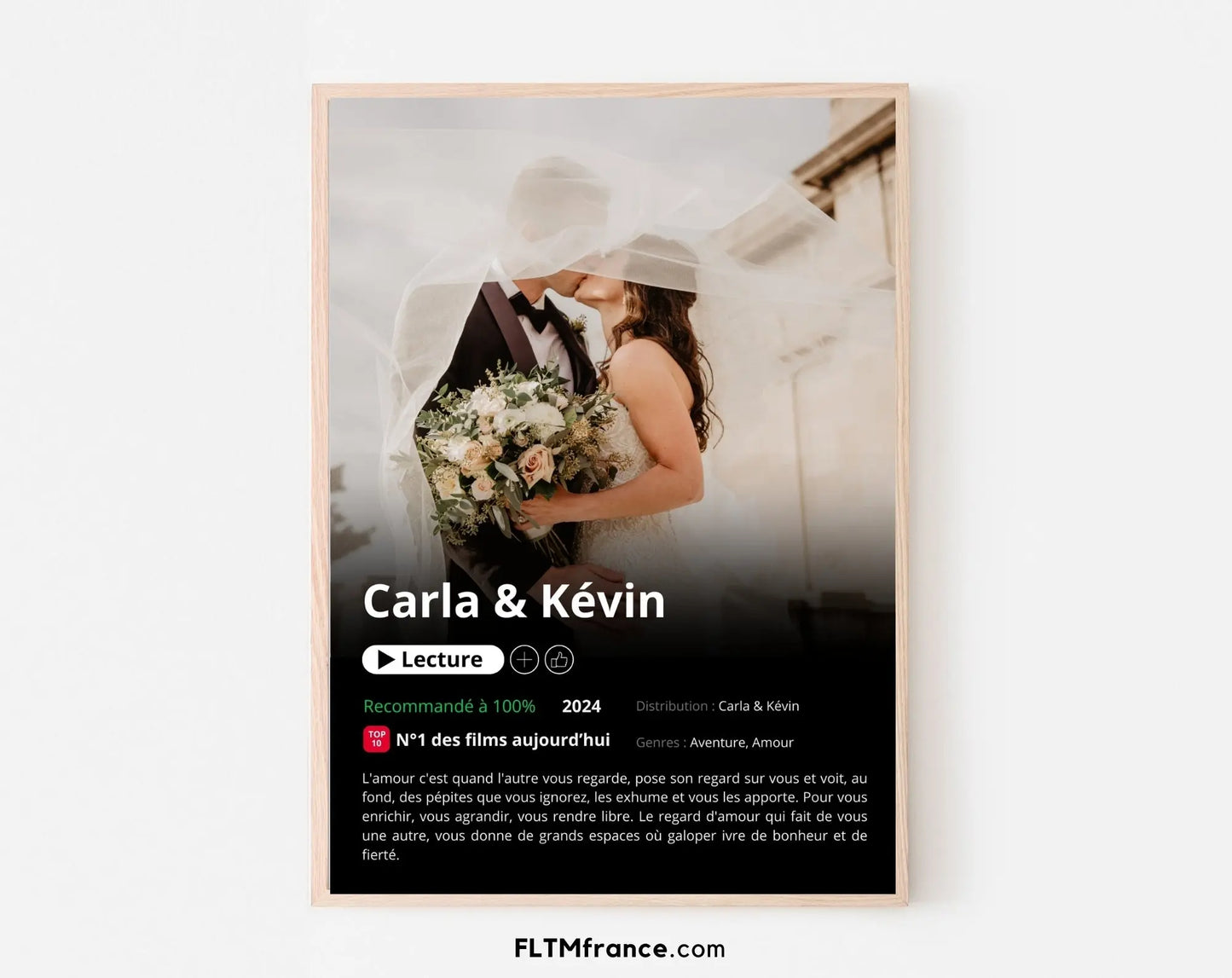 Affiche Netflix mariage personnalisée FLTMfrance