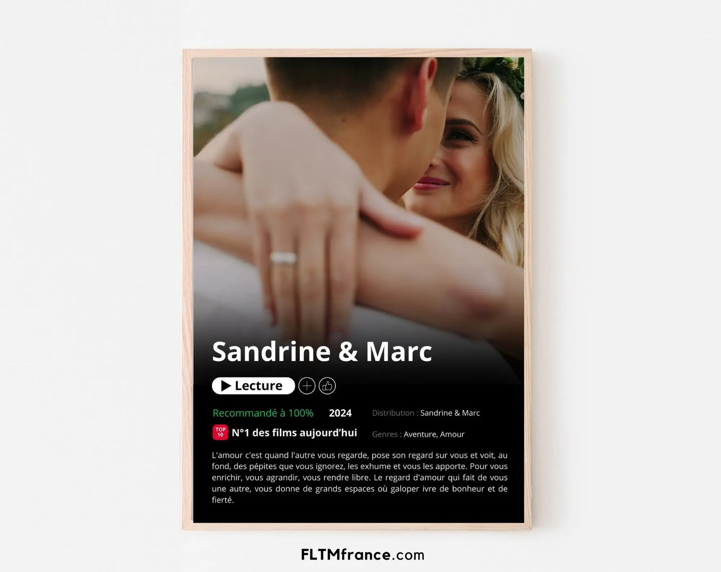 Affiche Netflix mariage personnalisée FLTMfrance