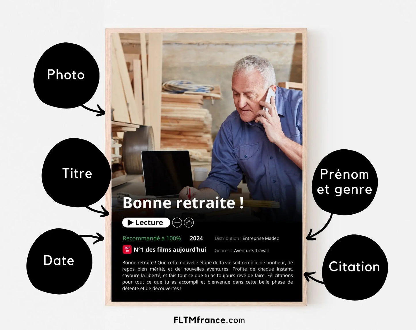 Affiche Netflix retraite personnalisée FLTMfrance