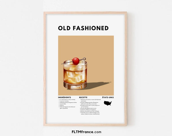 Affiche Old Fashioned - Affiche recette de cocktail