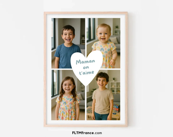 Affiche On t’aime Maman – Avec 4 photos personnalisées