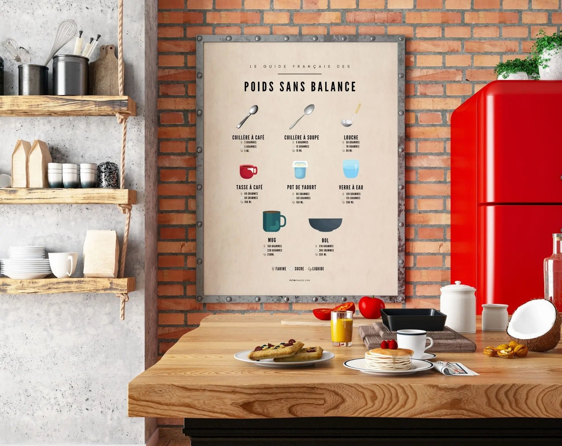 Affiche Poids sans balance - Guide pour peser sans balance en cuisine FLTMfrance