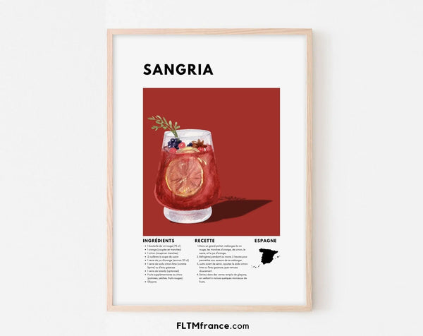 Affiche Sangria - Affiche recette de cocktail