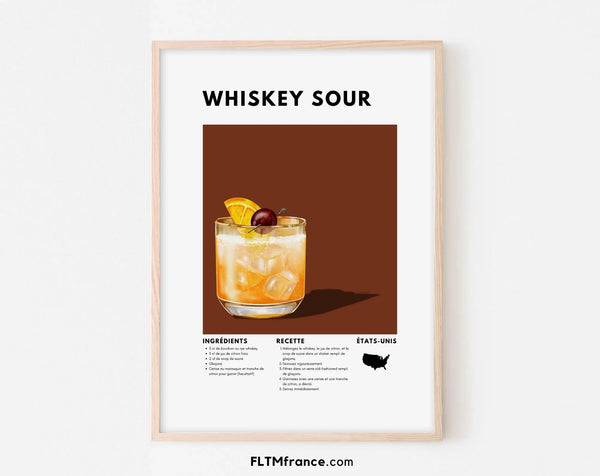 Affiche Wiskey Sour - Affiche recette de cocktail