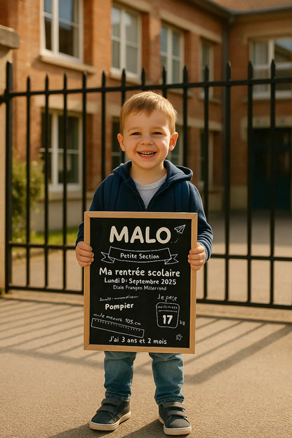 Affiche ardoise personnalisée enfant - Souvenir de Rentrée scolaire FLTM