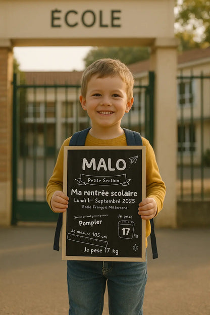 Affiche ardoise personnalisée enfant - Souvenir de Rentrée scolaire FLTM