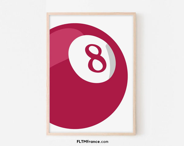 Affiche boule de billard rouge cerise