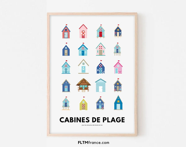 Affiche cabines de plage - Décoration estivale