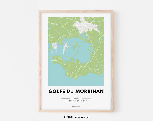 Affiche carte Golfe du Morbihan - Villes de France FLTMfrance