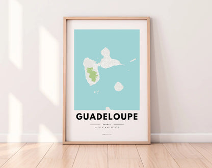 Affiche carte Guadeloupe - Villes de France FLTMfrance