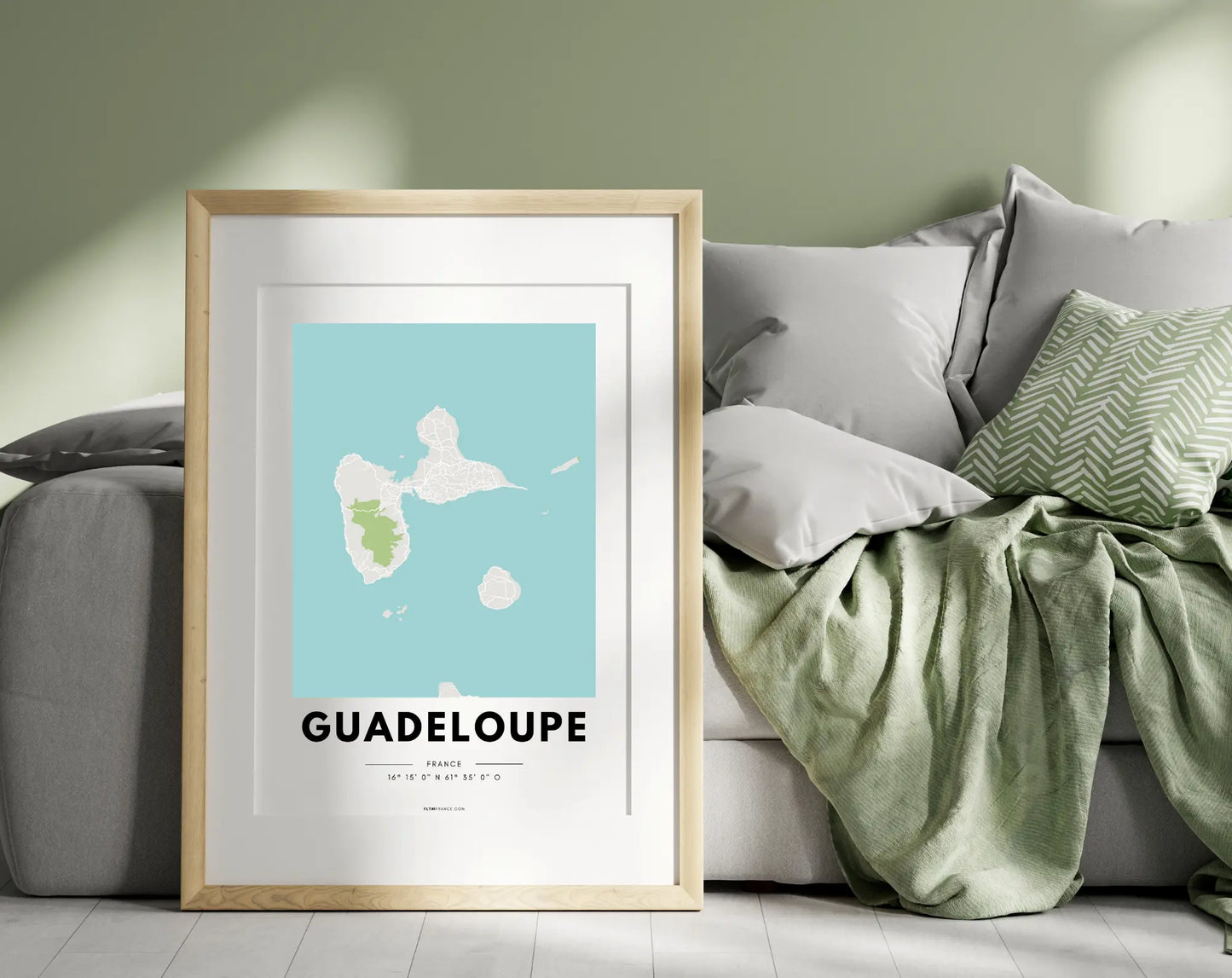 Affiche carte Guadeloupe - Villes de France FLTMfrance