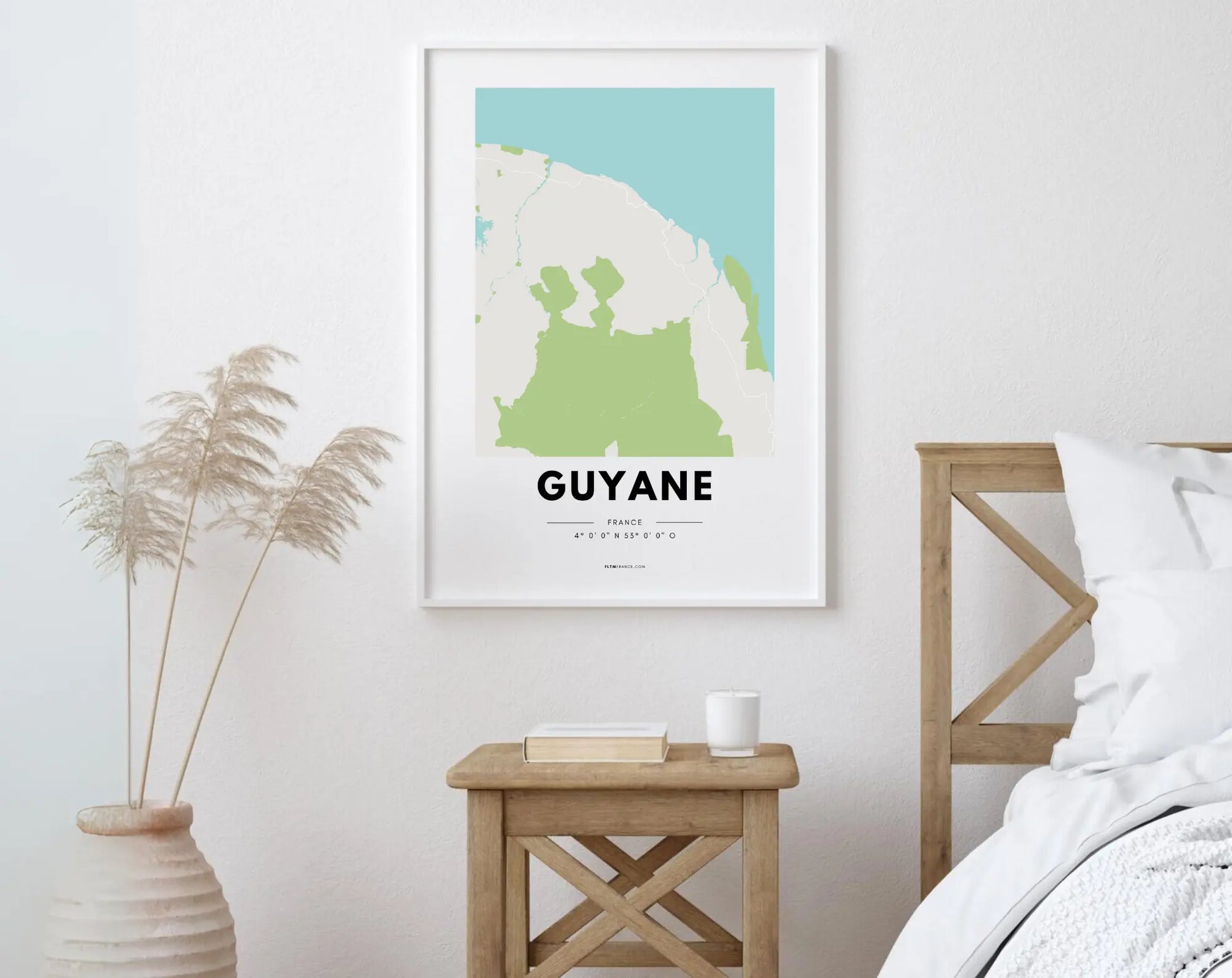 Affiche carte Guyane - Villes de France FLTMfrance