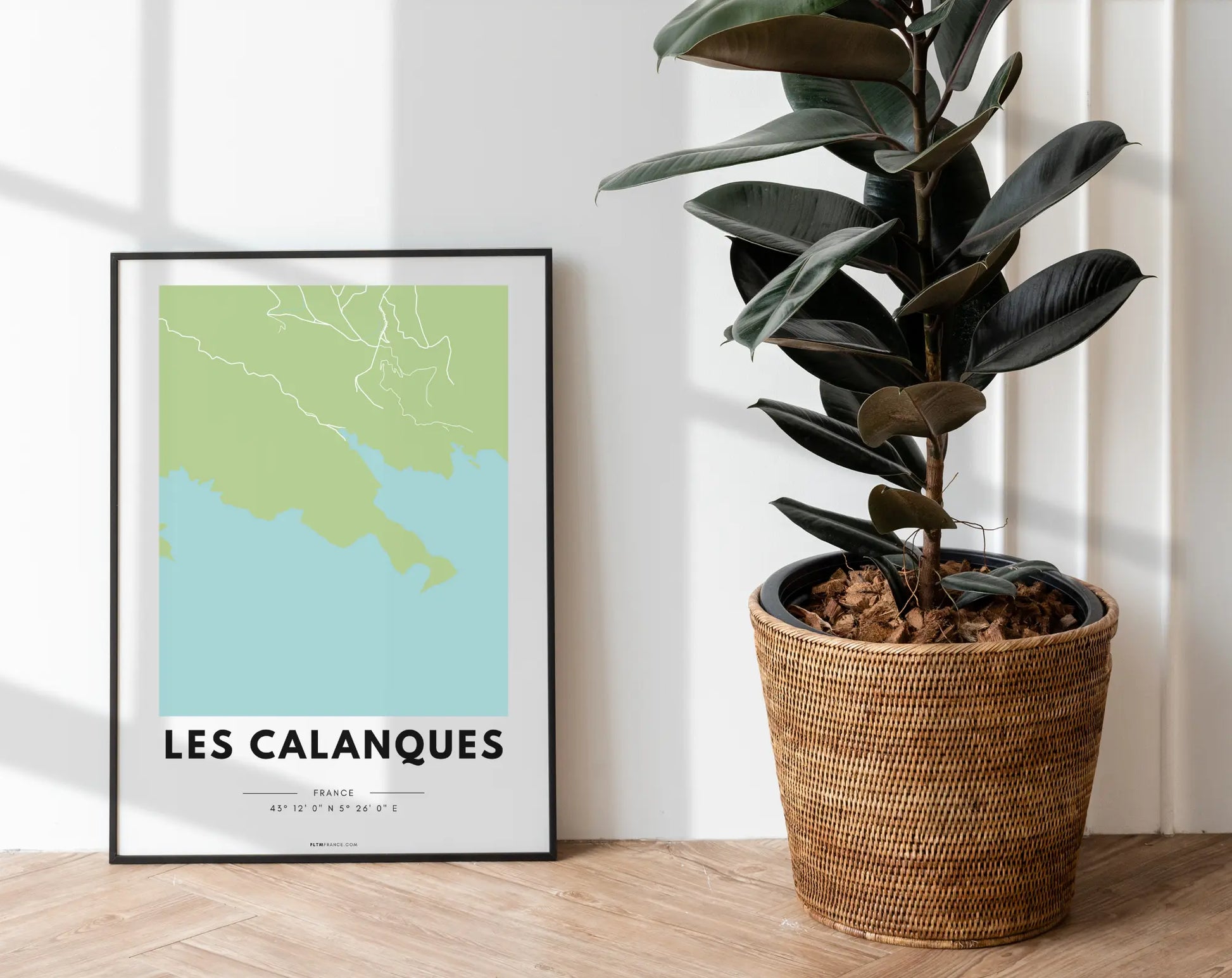 Affiche carte Les Calanques - Villes de France FLTMfrance