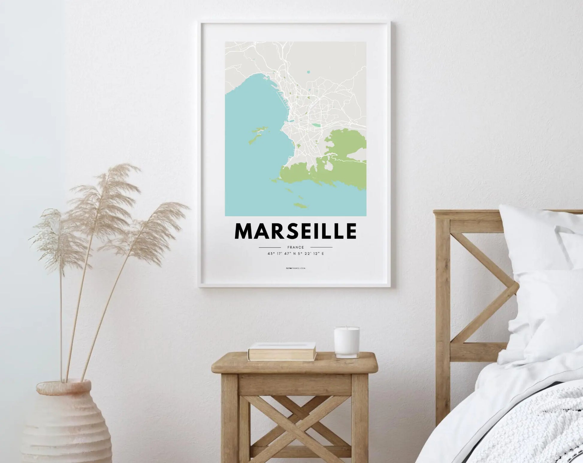 Affiche carte Marseille - Villes de France FLTMfrance