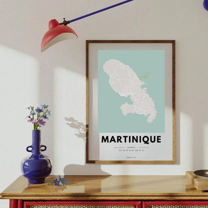 Affiche carte Martinique - Villes de France FLTMfrance
