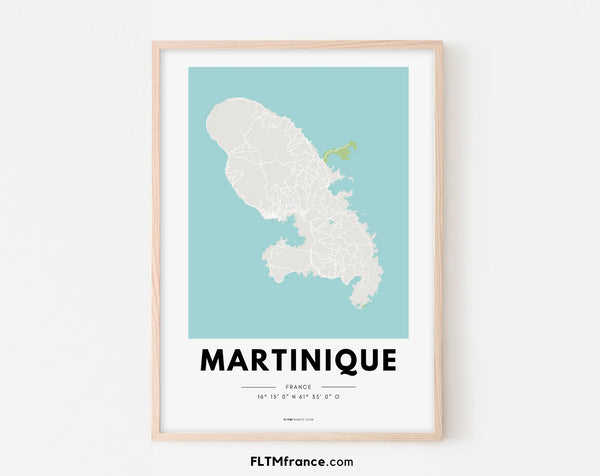 Affiche carte Martinique - Villes de France