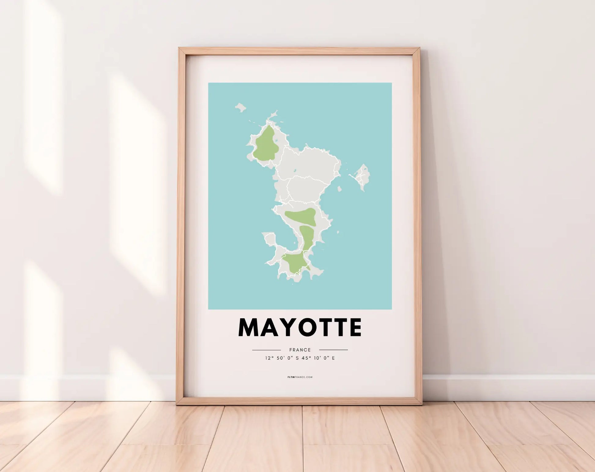 Affiche carte Mayotte - Villes de France FLTMfrance