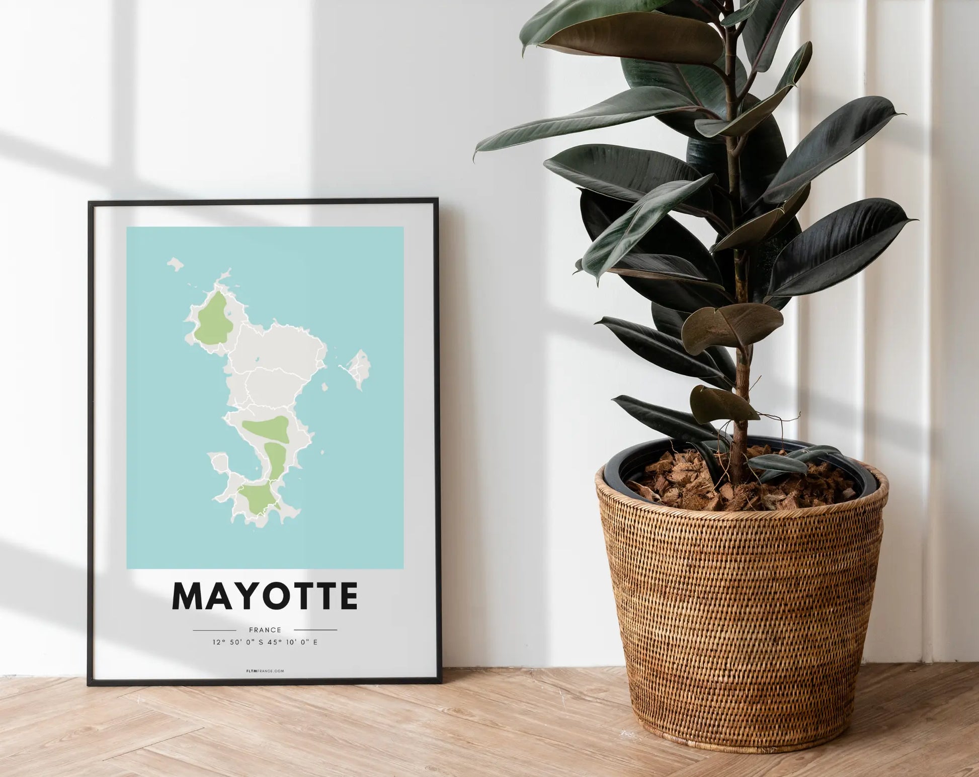 Affiche carte Mayotte - Villes de France FLTMfrance