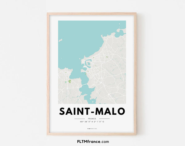 Affiche carte Saint-Malo - Villes de France