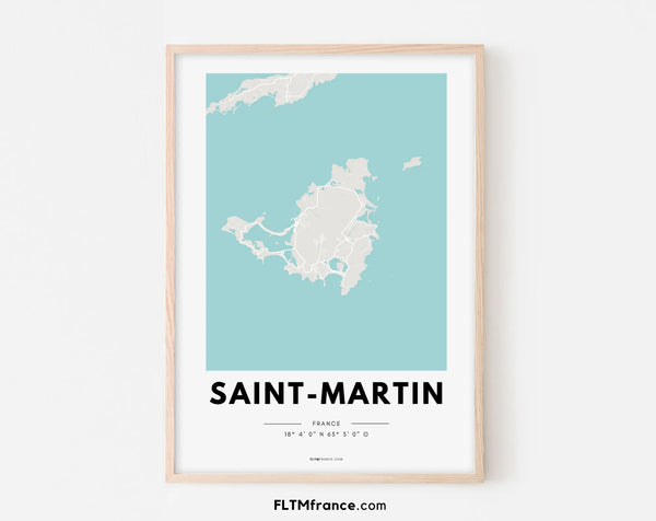 Affiche carte Saint-Martin - Villes de France