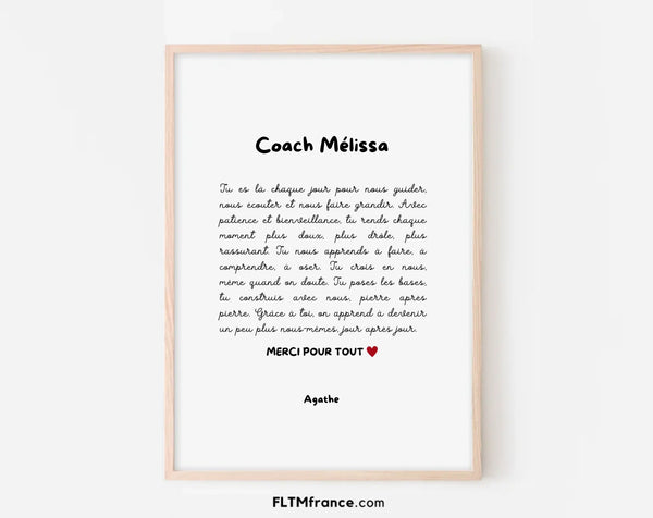 Affiche de remerciement pour Coach personnalisée