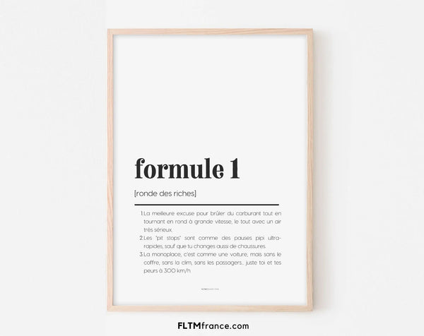 Affiche définition Formule 1 - Affiche définition humour sport