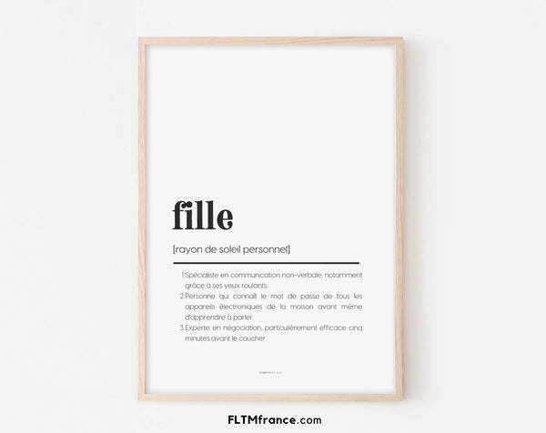 Affiche définition fille - Affiche définition humour famille