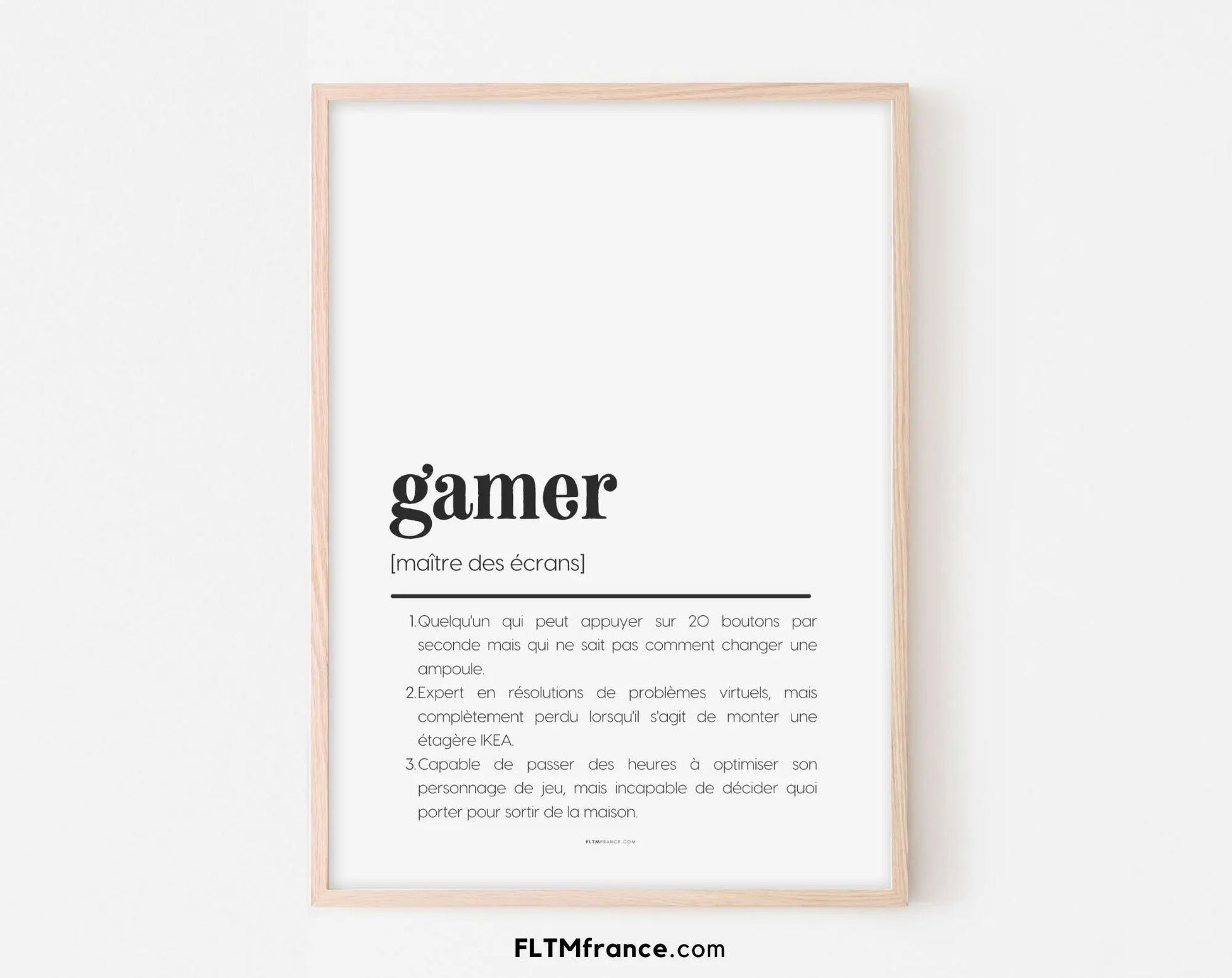 Affiche définition gamer - Affiche définition humour FLTMfrance
