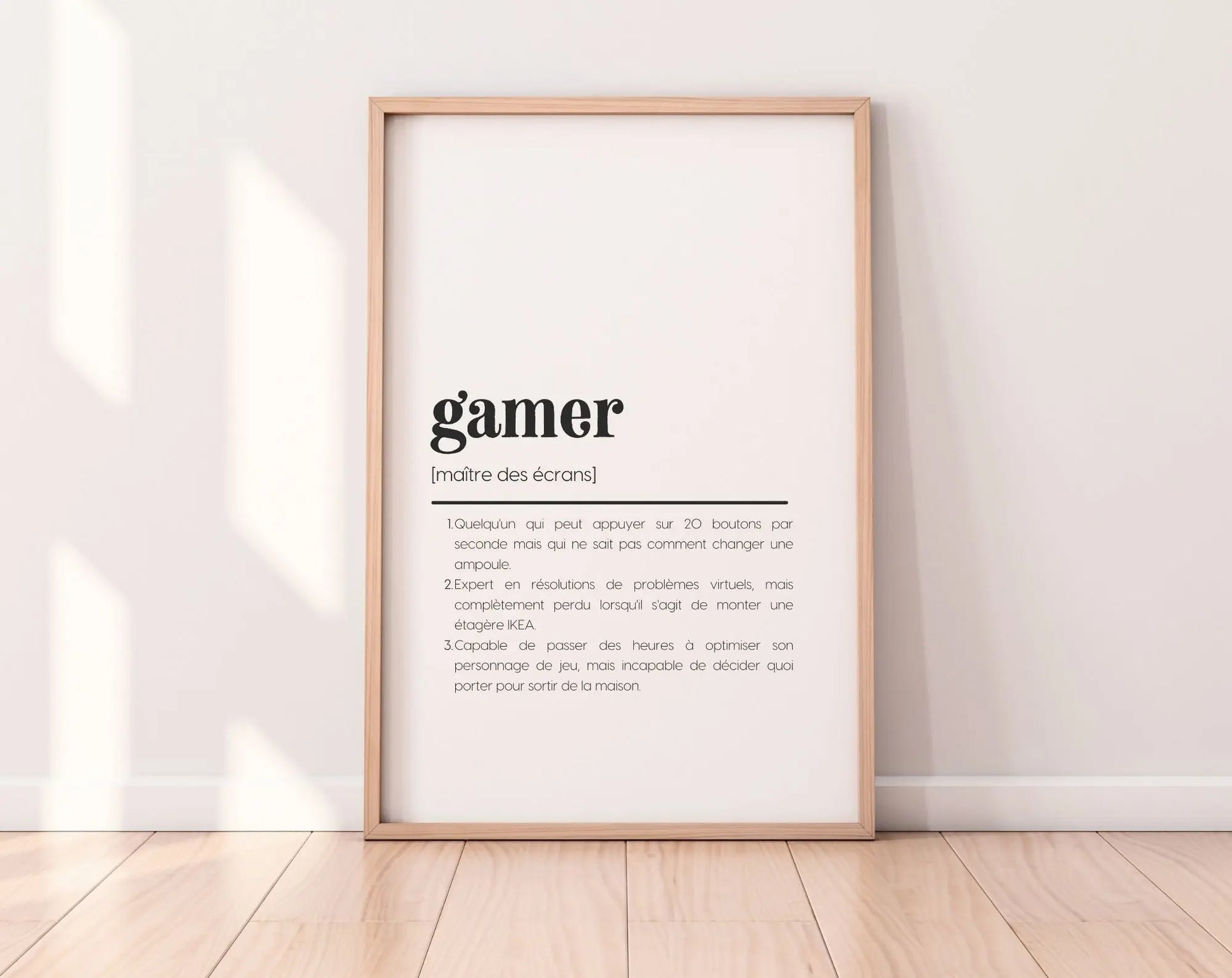 Affiche définition gamer - Affiche définition humour FLTMfrance