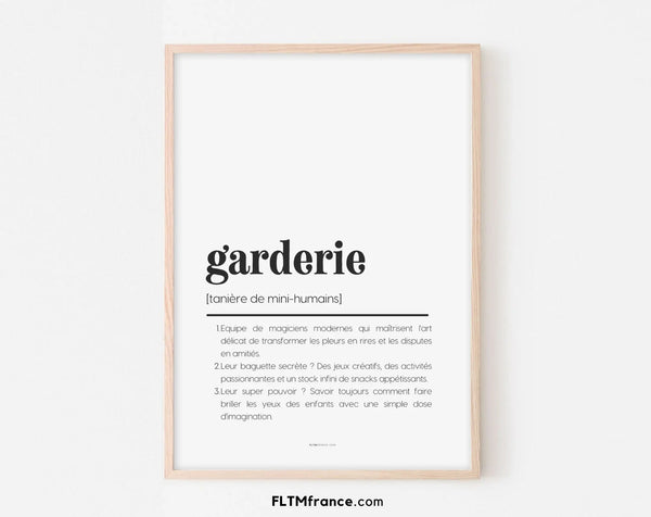 Affiche définition garderie - Affiche définition humour