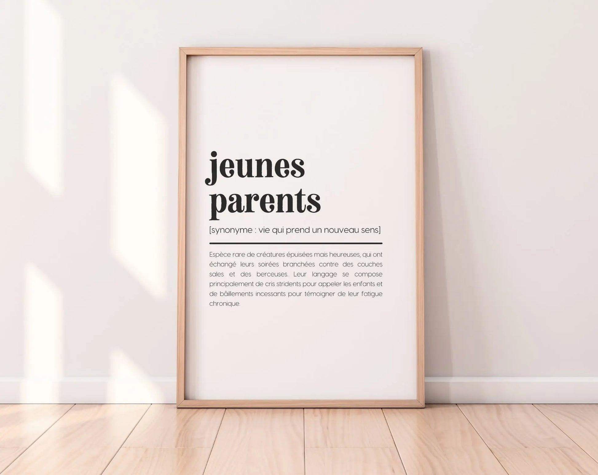 Affiche définition jeunes parents - Affiche définition humour famille FLTMfrance