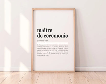 Affiche définition maître de cérémonie - Affiche définition humour mariage FLTMfrance