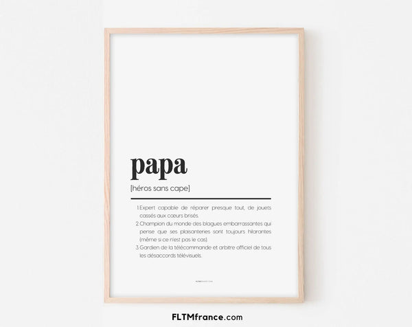 Affiche définition papa - Affiche définition humour famille