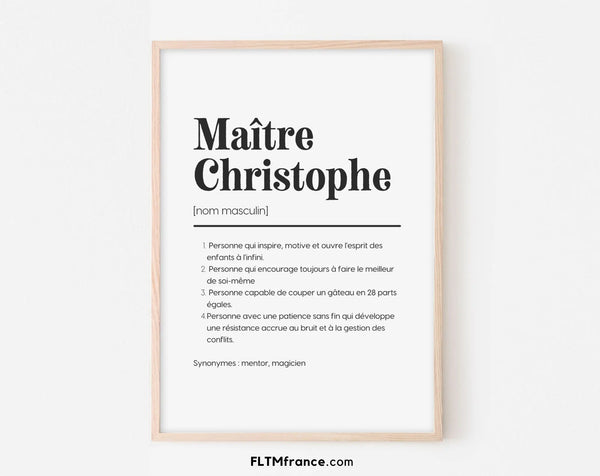 Affiche définition personnalisée maître - Cadeau école