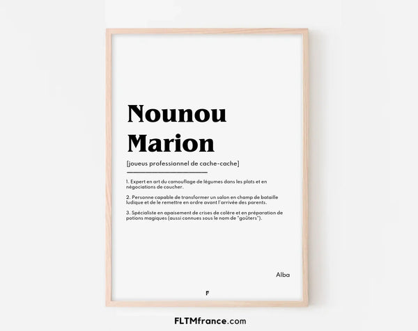 Affiche définition personnalisée nounou – Cadeau assistante maternelle