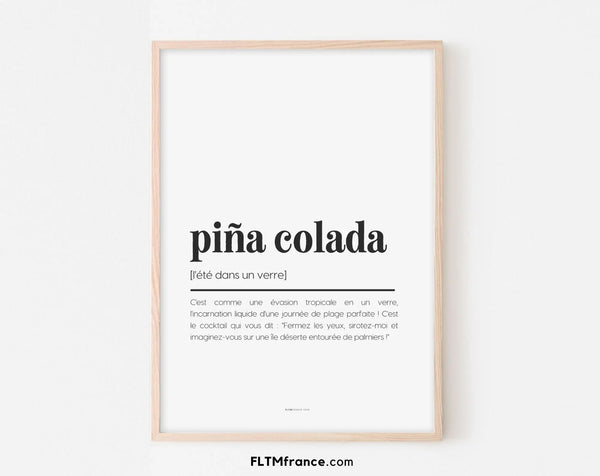 Affiche définition pina colada - Affiche définition humour