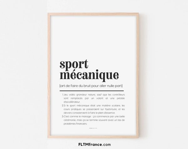 Affiche définition sport mécanique - Affiche définition humour