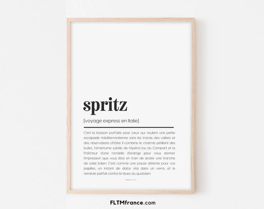 Affiche définition spritz - Affiche définition humour cocktail FLTMfrance