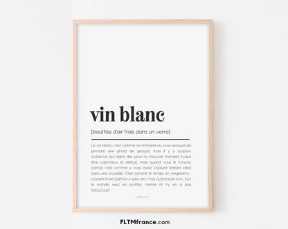 Affiche définition vin blanc - Affiche définition humour FLTMfrance