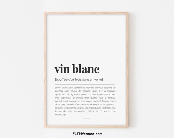 Affiche définition vin blanc - Affiche définition humour