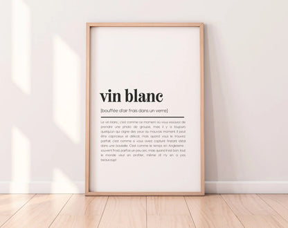 Affiche définition vin blanc - Affiche définition humour FLTMfrance