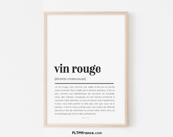 Affiche définition vin rouge - Affiche définition humour