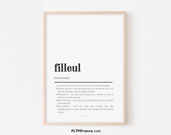 Affiche définition filleul - Affiche définition humour famille