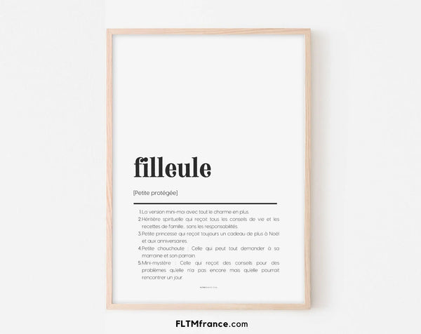 Affiche définition filleule - Affiche définition humour famille