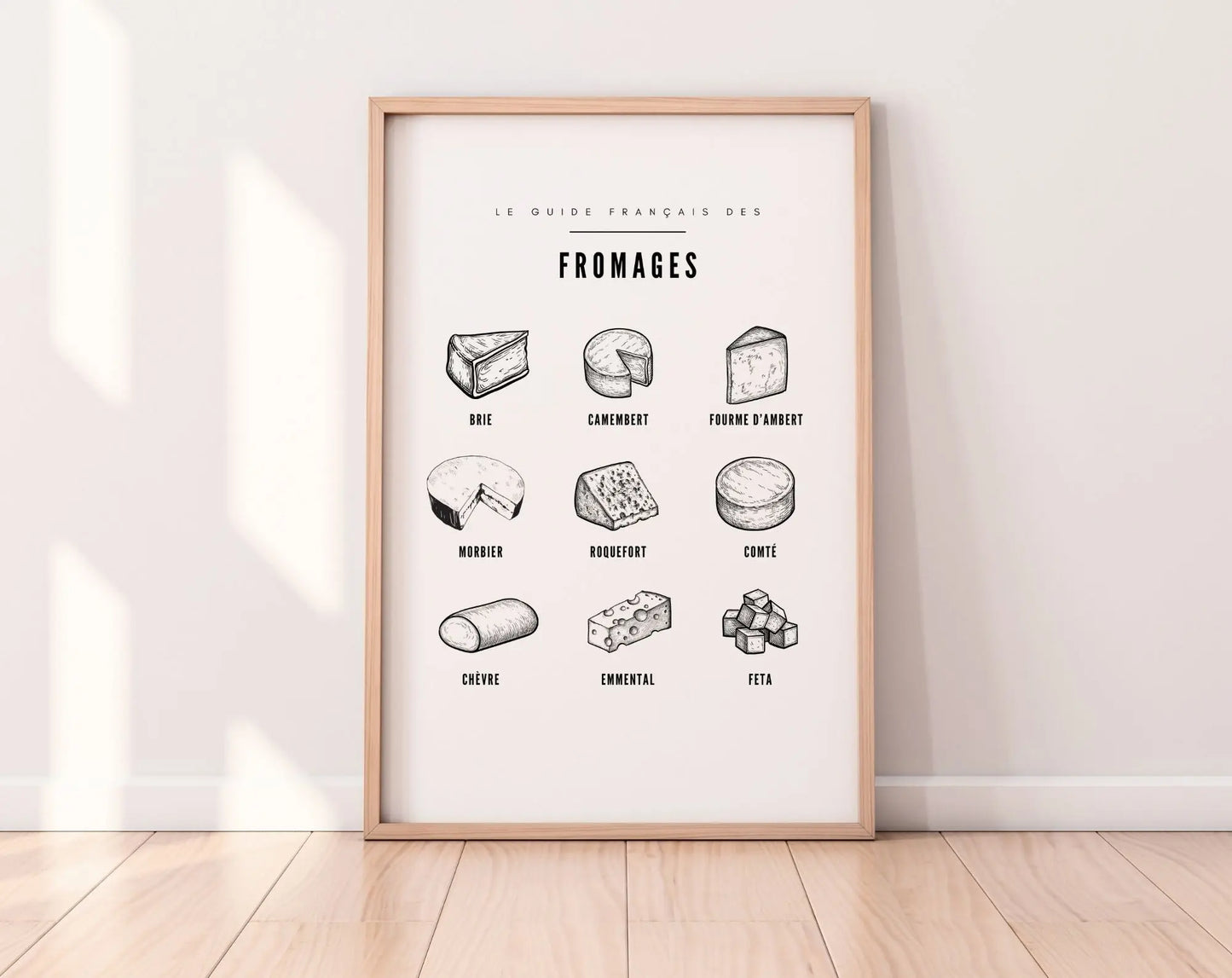 Affiche guide fromage minimaliste - Le guide français des fromages FLTMfrance