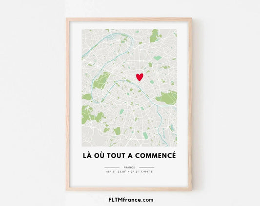 Affiche lieu de rencontre personnalisée - Carte de ville